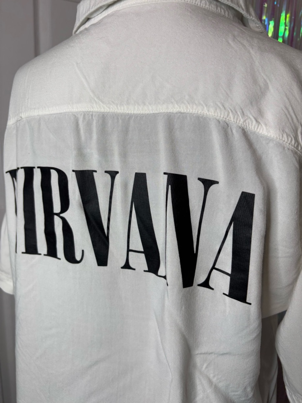 NIRVANA Lightweight Button Up Short Sleeve Shirt Men’s Sz Medium 100% Cotton - Picture 9 of 12